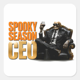 💼 Spooky Season CEO Grappige Halloween Baas Citaa Vierkante Sticker