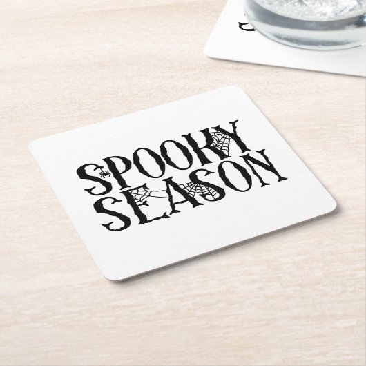 Spooky Season - Creepy Spider Web Halloween Kartonnen Onderzetters (Schuin)