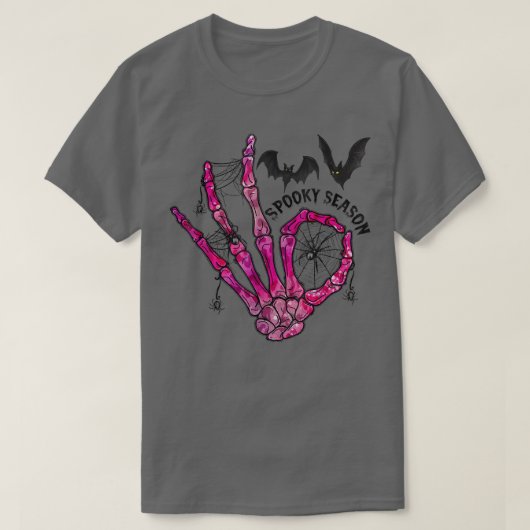  Spooky Season Funny Skeleton Hand Retro Ha T-shirt (Design voorkant)