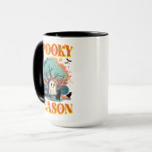 Spooky Season Ghost & Black Cat Halloween Design Mok (Voorkant links)