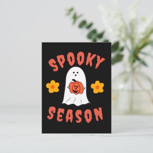 Spooky Season Ghost Briefkaart (Staand voorkant)
