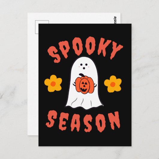 Spooky Season Ghost Briefkaart (Voorkant / Achterkant)