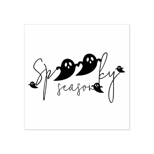 Spooky Season Ghost Lettering Fun Halloween Rubberstempel (Afrduk)