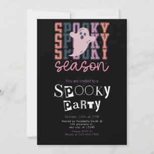 Spooky Season Ghost Minimalist Halloween Party Kaart