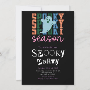 Spooky Season Ghost Minimalist Halloween Party Kaart