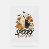 Spooky Season Ghost Retro Spooky Bloemen Halloween Acryl Bord (Voorkant)