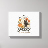 Spooky Season Ghost Retro Spooky Bloemen Halloween Canvas Afdruk (Voorkant)