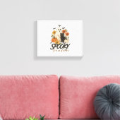 Spooky Season Ghost Retro Spooky Bloemen Halloween Canvas Afdruk (Insitu (Woonkamer))