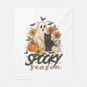 Spooky Season Ghost Retro Spooky Bloemen Halloween Fleece Deken (Voorkant)