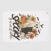 Spooky Season Ghost Retro Spooky Bloemen Halloween Golfhanddoek (Horizontaal)