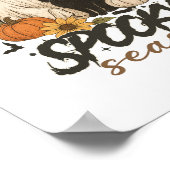 Spooky Season Ghost Retro Spooky Bloemen Halloween Poster (Hoek)