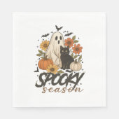 Spooky Season Ghost Retro Spooky Bloemen Halloween Servet (Voorkant)