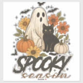 Spooky Season Ghost Retro Spooky Bloemen Halloween Sticker (Vel)