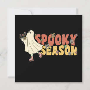 Spooky Season Groovy Ghost met  bloemen in Kaart