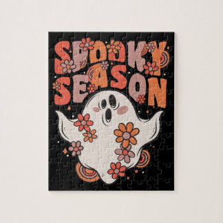 Spooky Season Groovy Ghost met  bloemen Ji Legpuzzel