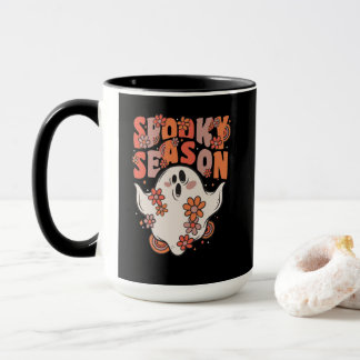 Spooky Season Groovy Ghost met bloemen Mok