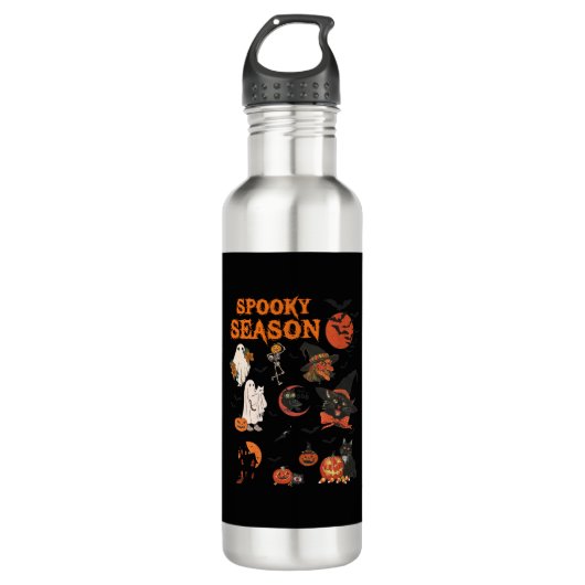 Spooky Season Halloween Black Cat Witch Ghost Pump Waterfles (Voorkant)