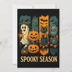 Spooky Season Halloween - Ghost, Pumpkins, Cat Kaart