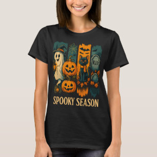 Spooky Season Halloween - Ghost, Pumpkins, Cat T-shirt