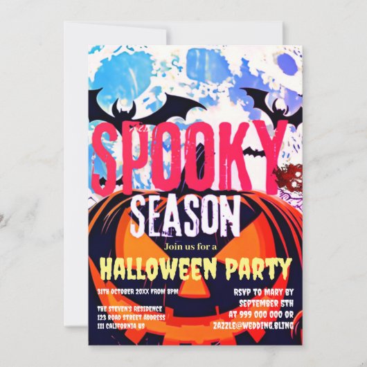 Spooky Season Halloween Party Pumpkin Uitnodiging (Voorkant)