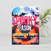 Spooky Season Halloween Party Pumpkin Uitnodiging (Staand voorkant)