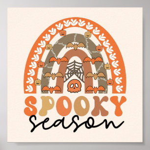 Spooky Season Halloween Rainbow Herfst Poster