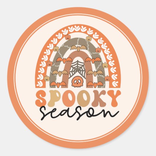 Spooky Season Halloween Rainbow Herfst Ronde Sticker (Voorkant)