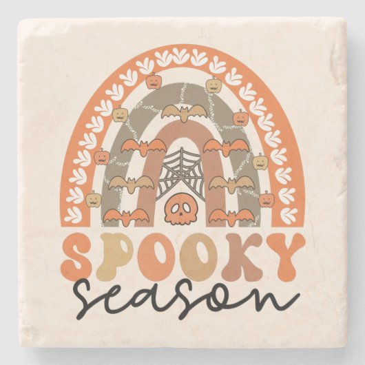 Spooky Season Halloween Rainbow Herfst Stenen Onderzetter (Voorkant)