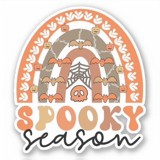 Spooky Season Halloween Rainbow Herfst Sticker (Voorkant)