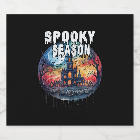Spooky Season Halloween Sparkling Wijnetiket (Enkel label)