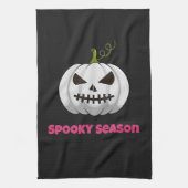 Spooky Season Halloween Towel With White Pumpkin Theedoek (Verticaal)