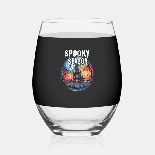 Spooky Season Halloween Wijnglas Zonder Voet (Voorkant)