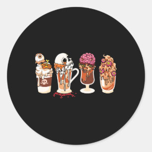 Spooky Season Herfst Coffee Horror Movie and Coffe Ronde Sticker