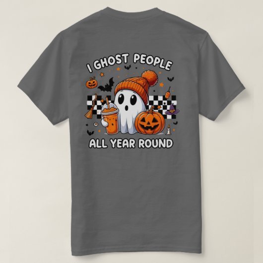 Spooky Season Herfst Outfit - Schattigee Ghost Hal T-shirt (Design achterkant)