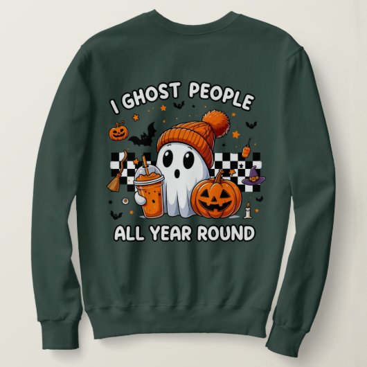 Spooky Season Herfst Outfit - Schattigee Ghost Hal Trui (Design achterkant)