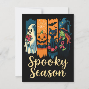 Spooky Season met Pink Ribbon Halloween Awareness Briefkaart