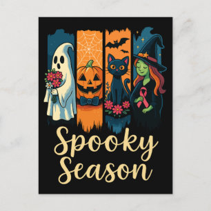 Spooky Season met Pink Ribbon Halloween Awareness Feestdagenkaart