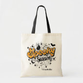 Spooky Season Modern Halloween Persoonlijke Naam Tote Bag (Voorkant)
