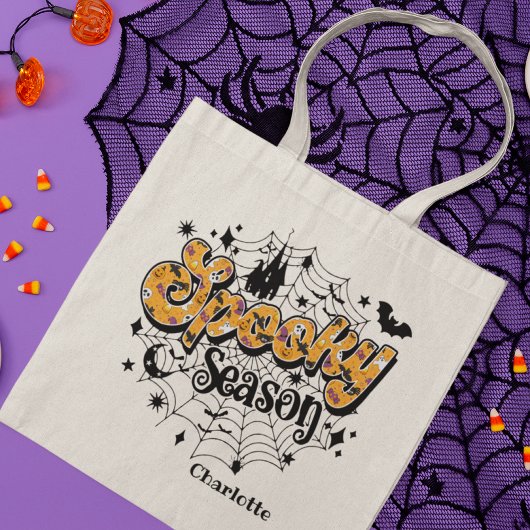 Spooky Season Modern Halloween Persoonlijke Naam Tote Bag
