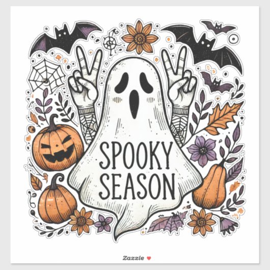 Spooky Season – Peace-Loving Ghost & Autumn Icons  Sticker (Vel)