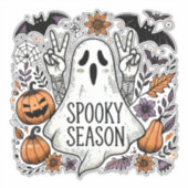 Spooky Season – Peace-Loving Ghost & Autumn Icons  Sticker (Voorkant)