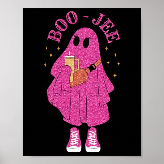 Spooky Season Pink Ghost Halloween Kostuum Boujee Poster (Voorkant)