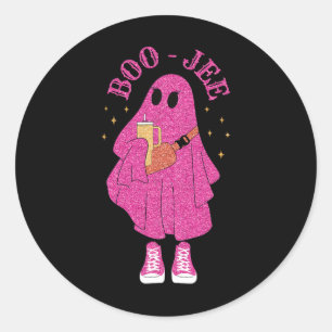 Spooky Season Pink Ghost Halloween Kostuum Boujee Ronde Sticker