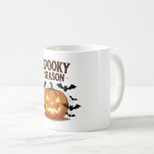Spooky Season Pumpkin & Bats Herfst Halloween Koffiemok (Voorkant rechts)