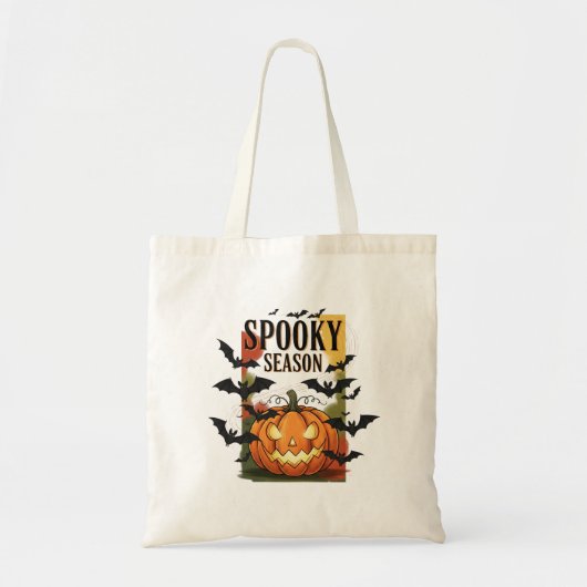 Spooky Season Pumpkin & Bats Herfst Halloween Tote Bag (Voorkant)