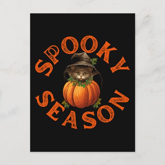 Spooky Season Pumpkin Cat Briefkaart (Voorkant)