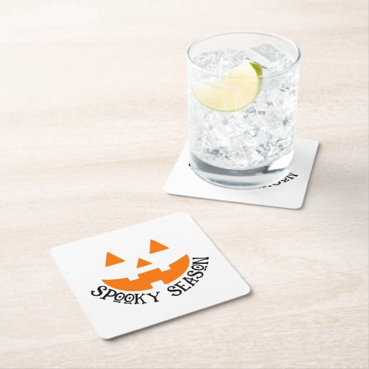 Spooky Season & Pumpkin Face voor Halloween Kartonnen Onderzetters (Insitu)