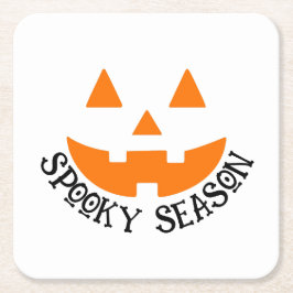 Spooky Season & Pumpkin Face voor Halloween Kartonnen Onderzetters
