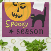 Spooky Season Pumpkins Ghost Bat HALLOWEEN Herfst Theedoek (Gevouwen)