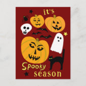 Spooky Season Pumpkins Ghost Bat HAPPY HALLOWEEN Briefkaart (Voorkant)